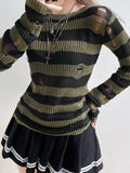 Poshoot Christmas Thanksgiving Gifts  Grunge Distressed Striped Sweater