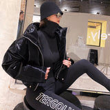 Poshoot Black Reflective Pu Leather Jacket