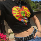 Poshoot This Sucks Cartoon Print Crop Top