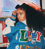 Poshoot Lucky Embroidery Varsity Jacket