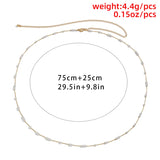 Cute Kpop Boho Simulate Pearl Thin Belt Waist Beads Chain Jeans Delicate Body Jewelry Women Harness Fashion Natural Decorations