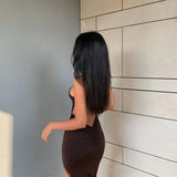 Poshoot Mocha After Dinner Backless Midi Dress