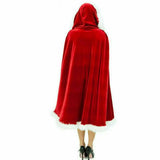 Poshoot Christmas Costume For Adult Kids Women Hooded Christmas Cloak Mrs Santa Claus Velvet Fur Cloak Capa Red Cloak Cape Party Cosplay