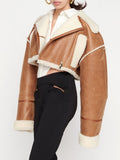 Poshoot Cropped Fur Lining Biker Jacket