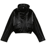 Poshoot Black Reflective Pu Leather Jacket