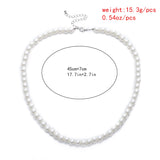 Poshoot-Gothic Imitation Pearl Tassel Chain Necklace for Women Bridal Wedding Strand Beaded Sweet Female Choker White Friendship Jewelry