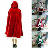 Poshoot Christmas Costume For Adult Kids Women Hooded Christmas Cloak Mrs Santa Claus Velvet Fur Cloak Capa Red Cloak Cape Party Cosplay