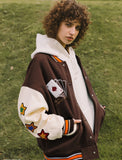 Poshoot Lucky Embroidery Varsity Jacket