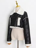 Poshoot Cropped Fur Lining Biker Jacket