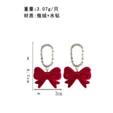 Poshoot Christmas Red Bow Drop Earring For Women Temperament Heart Flocking Bowknot Christmas Earring Girls New Year Festival Jewelry