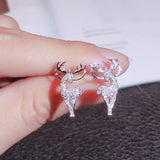 Poshoot New Christmas Earrings for Women Rhinestone Christmas Elk Deer Earrings Small Cute Stud Earring Girls Merry Christmas Jewelry