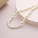 Poshoot-Gothic Imitation Pearl Tassel Chain Necklace for Women Bridal Wedding Strand Beaded Sweet Female Choker White Friendship Jewelry