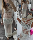 Poshoot 2024 New   Women Crochet Cover Up Bikini Swimwear Knit Hollow Out Beach Dress Swimsuit Solid Perspective Tunic Kaftan Beach Sexy Pareo