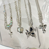 Poshoot Y2k Star Cross Butterfly Heart Vintage Pendant Set