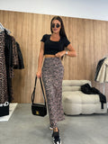 outfit inspo 2024 Spring and Autumn Fashion High Waist Slimming Leopard Print Split Skirt for Women