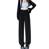 outfit inspo fall Gray Wide-Leg Suit Pants High-Grade Draping Women's 2024 New Spring and Autumn Narrow High Waist Draping Casual Suit Pants