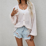 fall outfits 2024 Fashion New Women's Long Sleeve Hollow Women's Cardigan Beach Blouse Summer Autumn Clothing Sweater