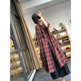 outfit inspo fall Chubby Girl plus Size Women's Clothing 2024 New Dress Fashionable Casual All-Match Plaid Shirt Dress Slimming