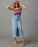 teacher outfits 2024 New Split Denim Skirt Women's High Waist Washed American A- line Skirt Mid-Length