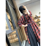 outfit inspo fall Chubby Girl plus Size Women's Clothing 2024 New Dress Fashionable Casual All-Match Plaid Shirt Dress Slimming