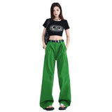 teacher outfits Summer Grandma Green Slimming Loose High Waist Hot Girl Wide Leg Pants Trendy Casual Pants