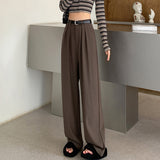 outfit inspo fall Spring 2024 Gray Casual Suit Casual Pants Wide-Leg Pants Gray Straight Lengthened Mop Pants Women's Trousers