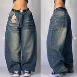 Poshoot 2000s dti Fashion Brand Hip Hop Embroidered Large Pocket Jeans Men's and Women's Y2g High Street Mopping Wide Leg Pants