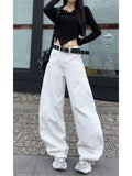 90s fashion American Style Fried Street Washed Jeans for Women 2024 Autumn New All-Match Loose Curved Pants Slimming Casual Pants