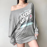 back to school fits Style 2024 Summer New Women's Fashion Letter Print Long Sleeve round Neck Loose T-shirt