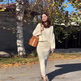 fall outfits 2024 Autumn and Winter New Fashion Casual V-neck Stitching Solid Color Comfortable Loose Suit Skirt