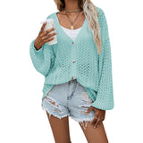 fall outfits 2024 Fashion New Women's Long Sleeve Hollow Women's Cardigan Beach Blouse Summer Autumn Clothing Sweater