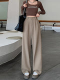 outfit inspo fall Gray Wide-Leg Suit Pants High-Grade Draping Women's 2024 New Spring and Autumn Narrow High Waist Draping Casual Suit Pants