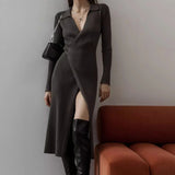 fall outfits 2024 Autumn and Winter New Hepburn Style Sweater Dress Women's Lace-up Long Sleeve Polo Collar Dress Women