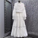 Poshoot church outfit 2024 Style Spring New Elegant Fashion Hollow Single-Breasted Top + Skirt Suit