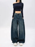 90s fashion American Style Fried Street Washed Jeans for Women 2024 Autumn New All-Match Loose Curved Pants Slimming Casual Pants