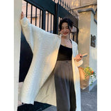 fall outfits 2024 Versatile Knitted Mid-Length Cardigan Twist Autumn and Winter New Lazy Loose Slimming over-the-Knee Sweater Coat Long