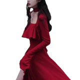 Poshoot indie dress to impress French Romantic Thai Long Skirt Red Large Skirt Dress Female to0to4 Summer Artistic High-Grade Hepburn Style