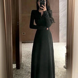 outfit inspo Snowflake Cotton Pit Strip Autumn and Winter New Waist Slimming Bottoming Skirt French Knitted A- line Dress for Women Dress