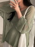 Poshoot Oversized Long Sleeve Crochet Knit Top