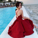 Poshoot homecoming dresses Holiday Skirt to0to4 Women's Summer New Seaside Beach Skirt Red Backless Travel Skirt Skirt Slimming Suspender Skirt