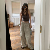 uggs Summer 2024 American Hot Girl Casual Pants plus Size Chubby Girl High Waist Loose Wide Leg Pants