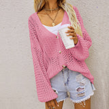 fall outfits 2024 Fashion New Women's Long Sleeve Hollow Women's Cardigan Beach Blouse Summer Autumn Clothing Sweater