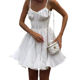 summer outfits inspo Women's Clothing Niche White Dress Summer Women's Outer Wear Slim Waist Strap Skirt Women