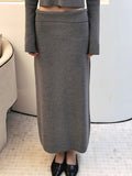 fall outfits 2024 Knitted Sweater Skirt Zipper Stand Collar Top Hip Knitted Dress