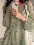 Poshoot Oversized Long Sleeve Crochet Knit Top