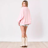 sweater 2024 New Fresh Sweet Loose Pullover Bow Ribbon Sequined round Neck Sweater for Women