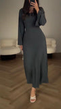 church outfit Autumn and Winter New Long Sleeve Split Loose Casual Professional Dress Women