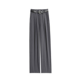 outfit inspo fall Spring 2024 Gray Casual Suit Casual Pants Wide-Leg Pants Gray Straight Lengthened Mop Pants Women's Trousers