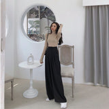 outfit inspo fall Casual Pants for Women 2024 Spring High Waist Draping Mop Slimming Pants Gray Loose Straight Wide Leg Suit Trousers