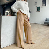 Poshoot teacher outfits New Wide-Leg Mopping Trousers Straight Draping Suit Pants High Waist Suit Pants